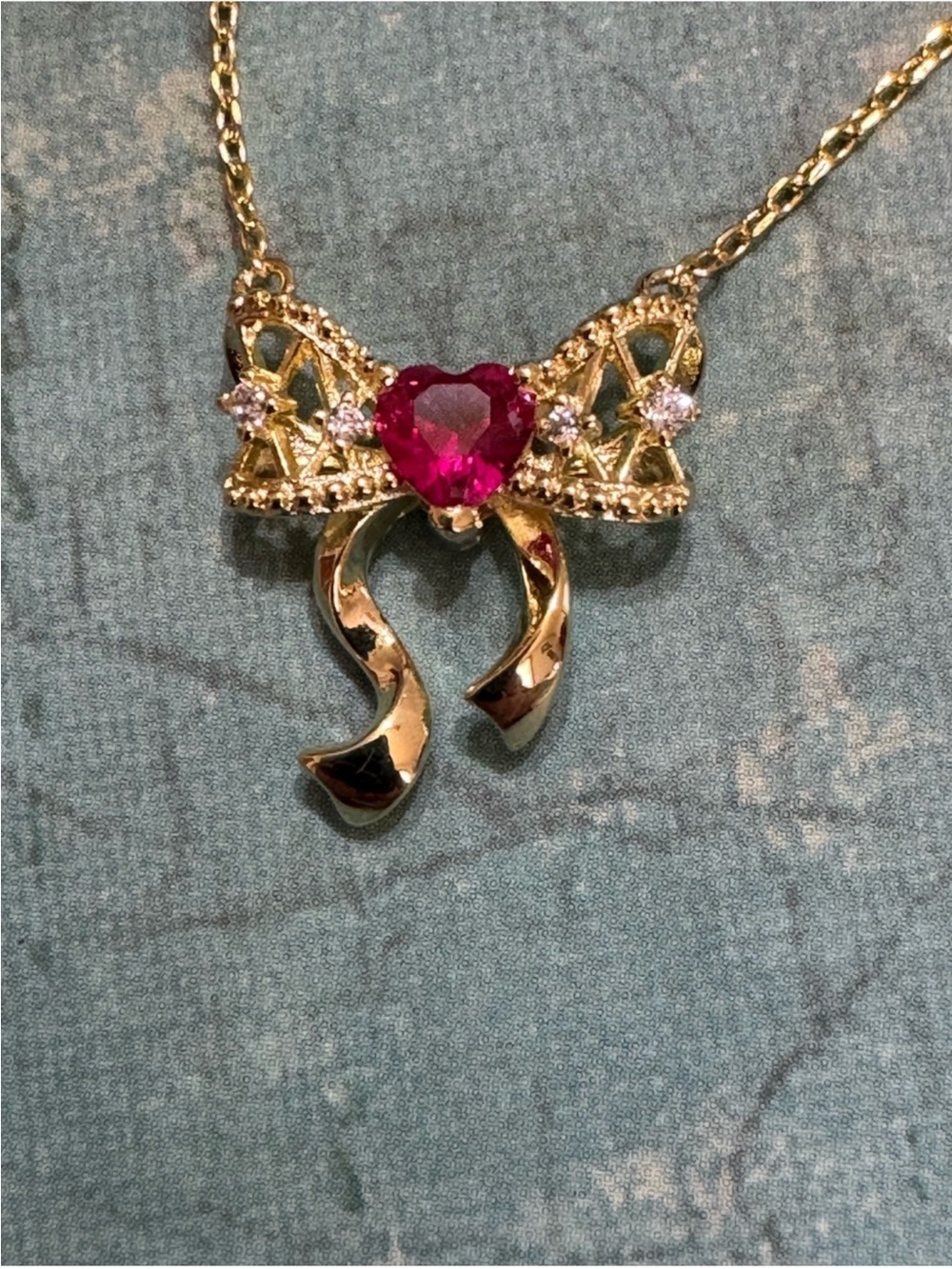 DAINTY GOLD PLATED BOW PENDANT NECKLACE